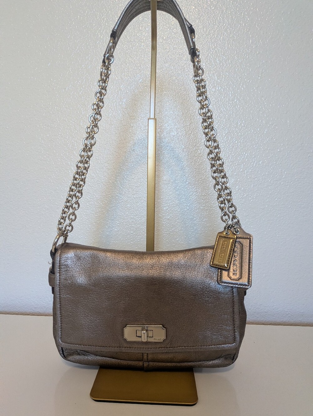 Coach Metallic Chelsea Flap Convertible Shoulder Bag EUC - Picture 2 of 13